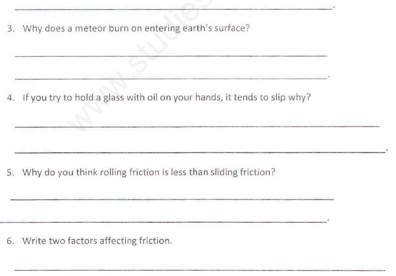 CBSE Class 8 Science Friction Assignment Set D